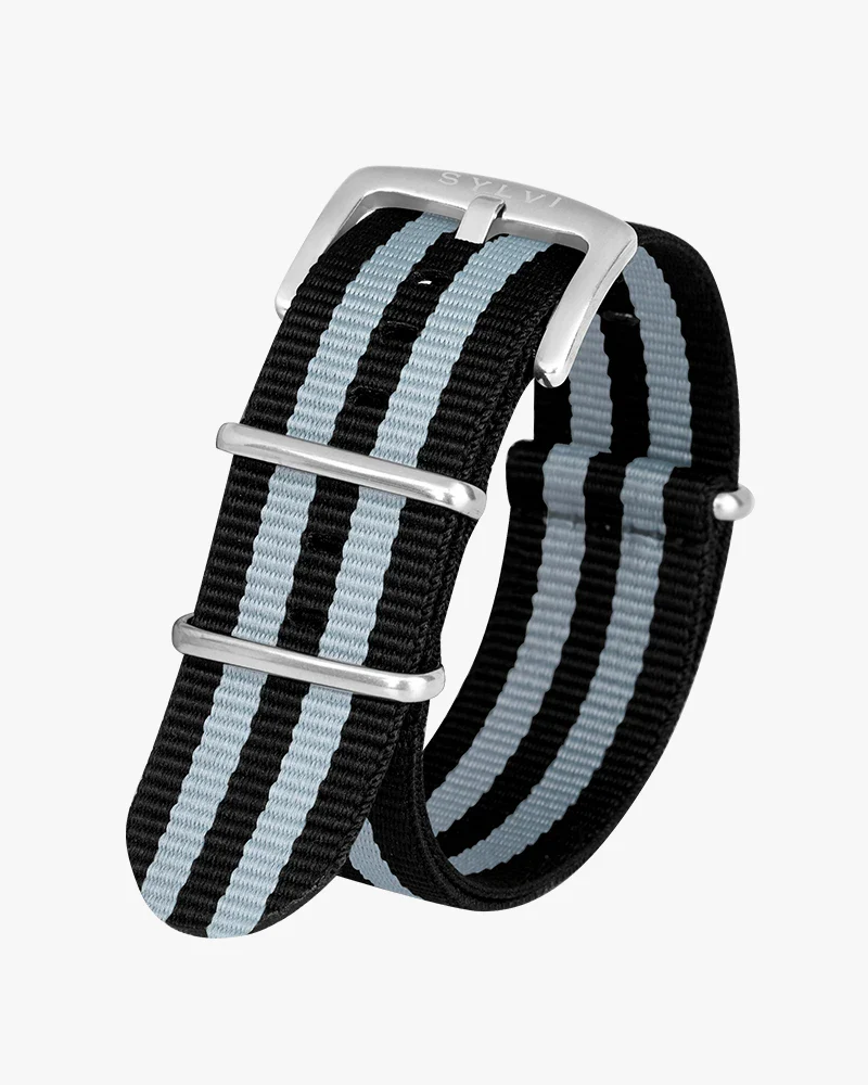 24mm Light Grey Black Nylon Strap - Image 3