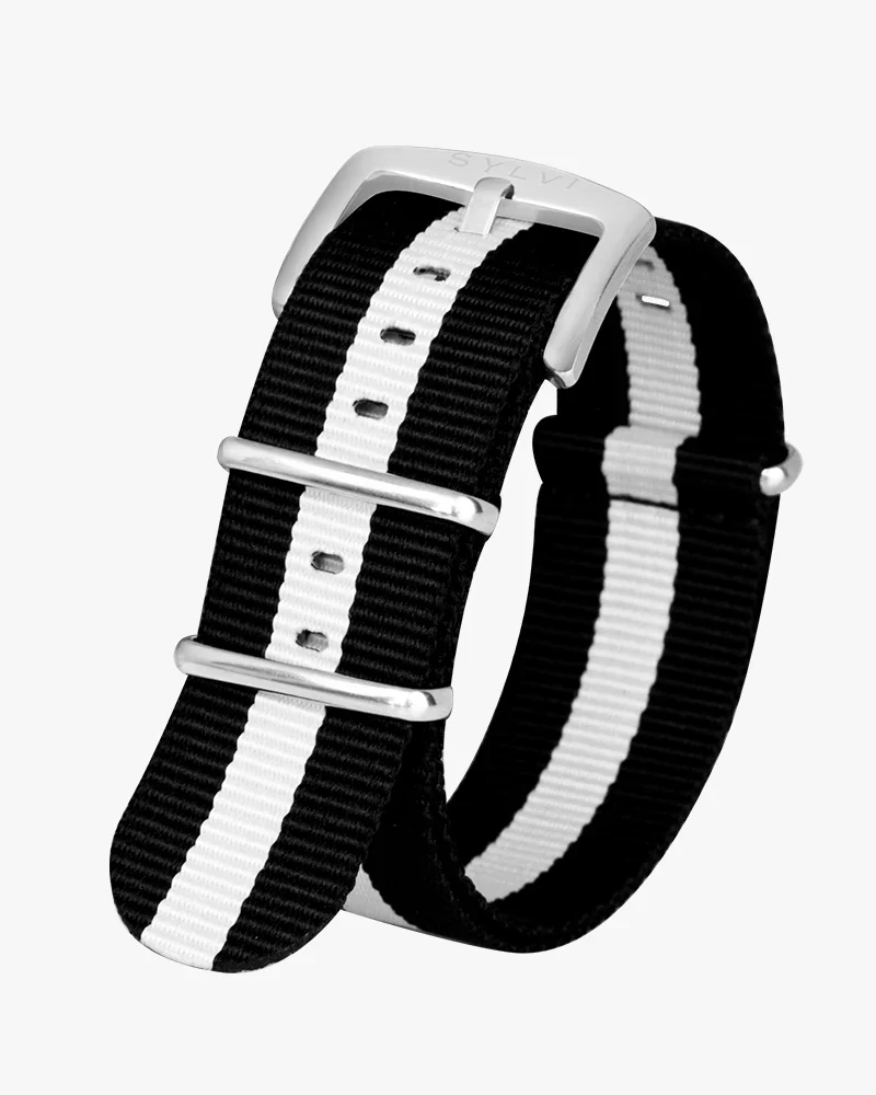 24mm White Black Nylon Strap - Image 3