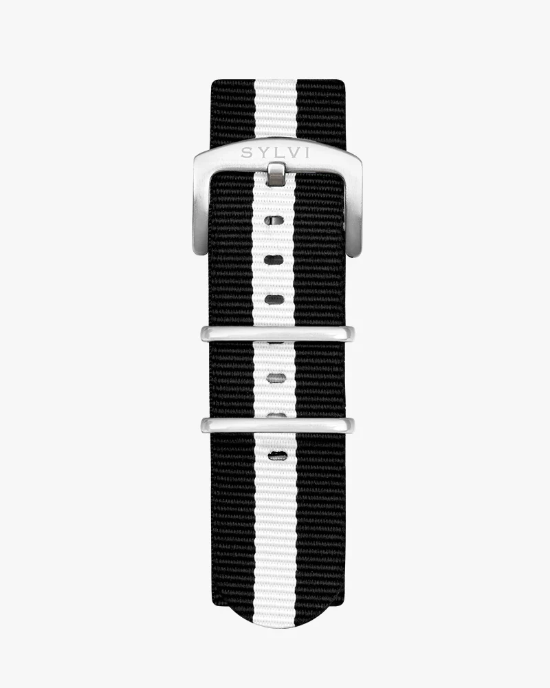 24mm White Black Nylon Strap - Image 4