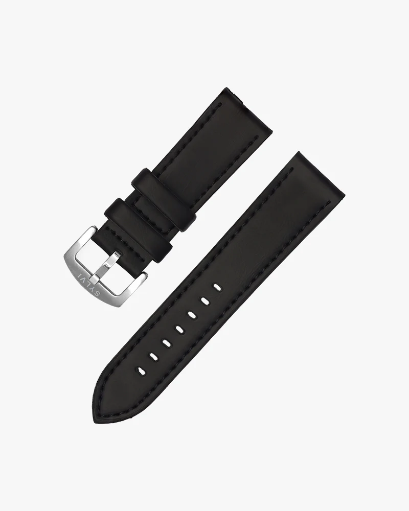 24mm Black Leather Strap - Image 3