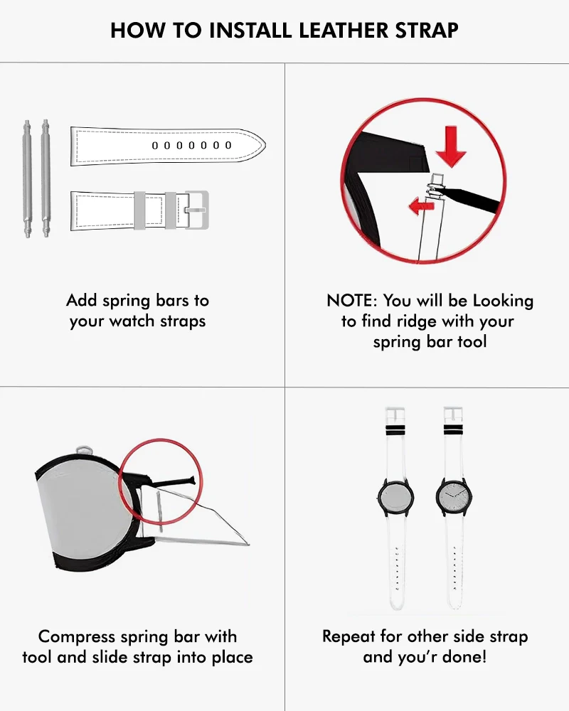 24mm Black Leather Strap - Image 4